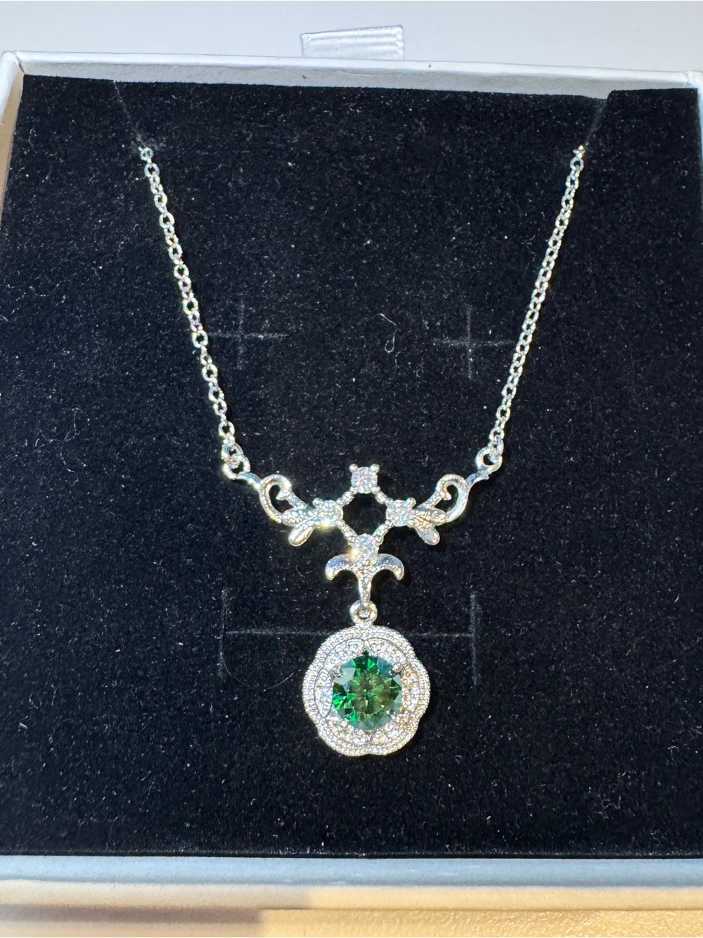 Moissanite 2CWT Green Crystal Pendant Necklace